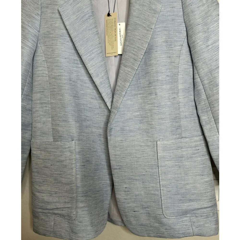 Banana Republic Factory Women's Linen Chambray Blue Blazer‎ Sz 0P NWTs